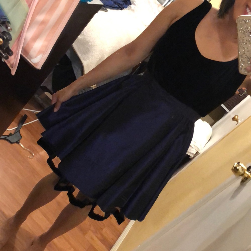 Black velvet top dress & metallic looking bottom.